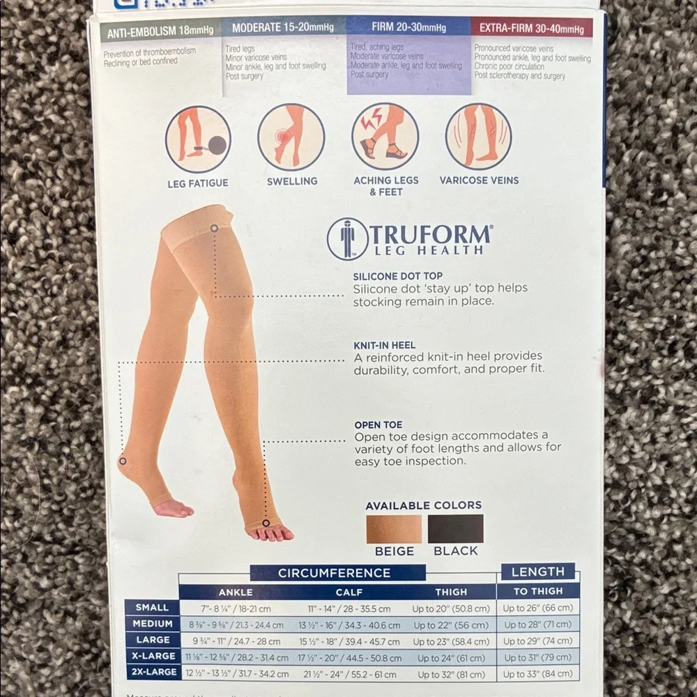 Black Medical Compression Stockings Truform - Size Small - Firm compression